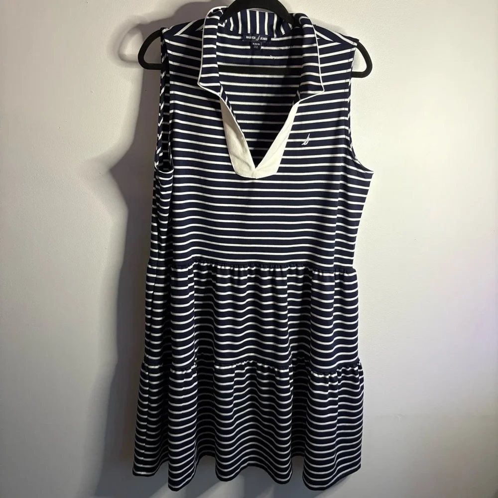 Nautica Jeans Navy and White Striped Dress - Picture 3 of 7